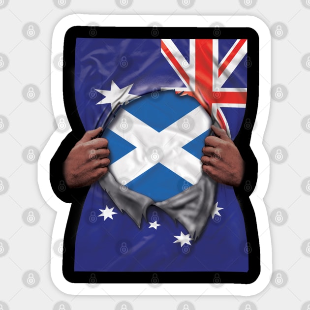 Scotland Flag Australian Flag Ripped - Gift for Scottish From Scotland Sticker by Country Flags